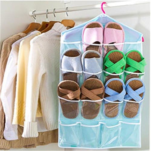 FO Hot!! 16 Pocket Wall Hanging Bag Shoe Closet Wash Room Door Storage Organizer, Blue