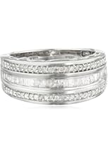 Sterling Silver Round and Baguette Diamond Band (1/2 cttw, IJ Color, I2-I3 Clarity)