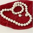 Pearl Freshwater Cultured Silver .925 White Necklace 9-9.5mm 17" Stud Earring 10.0mm Travel Pouch