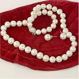 Pearl Freshwater Cultured Silver .925 White Necklace 9-9.5mm 17 Stud Earring 10.0mm Travel Pouch