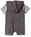 Calvin Klein Baby-Boys Color Block Single Dyed French Terry Hooded Romper, Gray, 24 Months