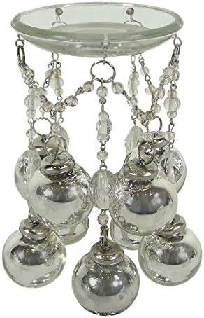 Hanging Orbs Candle Ring Clear Glass and Silver
