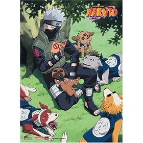 Naruto: Kakashi Reading With Dogs Anime Wall Scrol