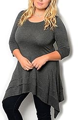 Plus Size Tiered Rayon/Viscose Tunic 