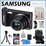Samsung WB150 14.2MP WI-Fi Digital Camera with 18x Optical Zoom and 3-inch LCD in Black + Samsung 32GB SDHC + Replacement Battery Pack + Camera Case + Accessory Kit