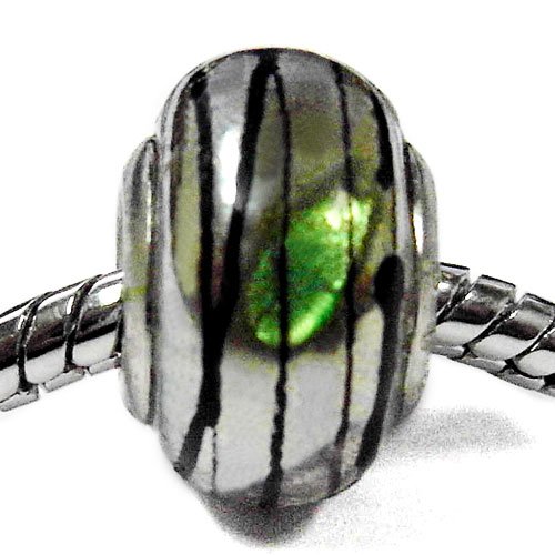 Gitter Green Mark Murano Glass Bead Charm Fit Pandora Charms Bracelet