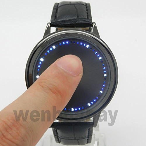 Watch Magasin Inspired Blue Led Touch Screen Watch Black Fashion Sports Boys Mens Womens L0521