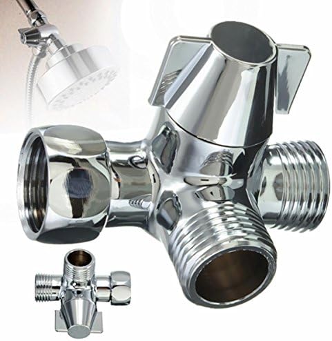 G1/2" Brass Chrome 3-Way T-adapter Shower Head Diverter Valve Shower Head Combo