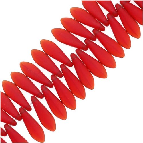 Czech Pressed Glass 5 x 16mm Dagger Beads - Matte Siam Ruby (25)