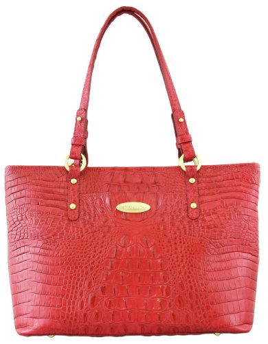Brahmin Medium Alden Croc Blossom Melbourne Leather Bag