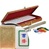 Crystal Gold and White Tile Taiwan Mahjong Set Crystal Gold and White Tile Taiwan Mahjong Set