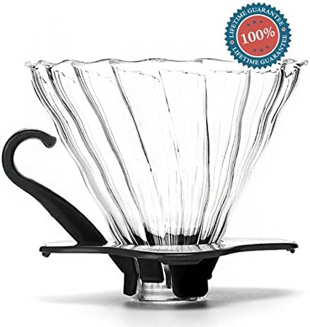 Coffee Dripper - Vitabliss Glass Coffee Brewer Maker Cone of 3 oz. with Paper Filters