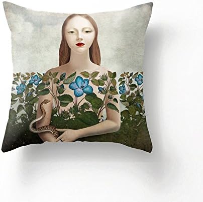 Lumimi Snake Beauty QA100 Design Square Pillowcase/Cotton Pillowcase with Invisible Zipper ( 20*20 )