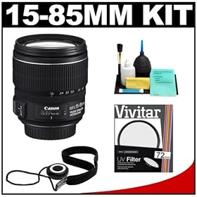 Canon EF-S 15-85mm f 3.5-5.6 IS USM Zoom Lens + UV Filter + Accessory Kit for Canon Rebel T2i,... by Canon