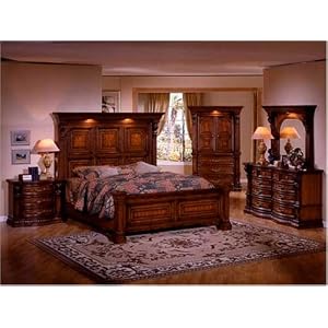 New Grand Traditional King Master Bedroom Set Furniture: King Bed, Dresser with Mirror and... by eWay Furniture