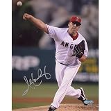 Steiner Sports MLB John Lackey Angels Action Autographed 8-by-10-Inch Photograph