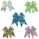 CN Sparkly Jumbo Sequin Cheer Bows Cheerleading Girls Hair Bow Pack of 5