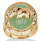 Green Jade 18k gold (40 mils) over Sterling Silver Elephant Ring