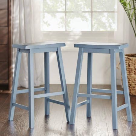 Weston Home 29"H Saddleback Stool , Set of 2 - Heritage Blue