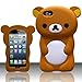 GummyCase Premium 3D Lovely Cute Teddy Bear Silicon Soft Case Cover for Apple iPhone 5/5S (Brown) - Retail Packaging
