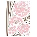 Reusable Decoration Wall Sticker Decal - Long Stem Pink Flower Butterfly Petals