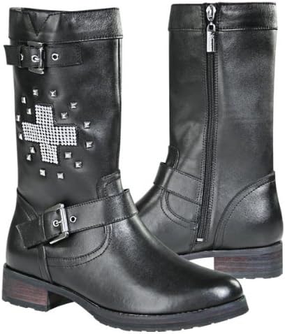 Xelement Stud Cross Womens Leather Biker Boots - 6 1/2