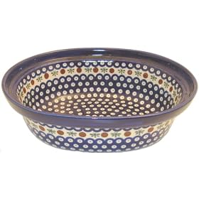 Bunzlauer Polish Pottery 1157-41A 3 Qt Family Casserole, Blue with White and Terra Cotta by Bunzlauer Stoneware