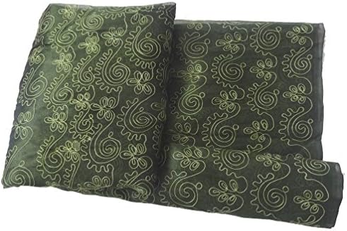 Indian Fabric Sewing Tissue Silk Curtain Drape Embroidered Crafted Material Green By The Yard 44" Width