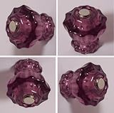 Lots of 4 Amethyst (Lilac) Antique type double fluted BiFold, Furniture, Cabinet knob Pulls plus, Plus Nylon Protect Caps and Connecting screws to fit both 3/4