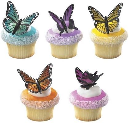 12 ~ Beautiful Colorful Butterfly Picks ~ Designer Cake/Cupcake Topper ~ New!!!!!