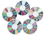 Bundle Monster 5 Nail Art Nailart Manicure Wheels w/ 3D Designs Glitters Rhinestones Beads - total over 7000pc