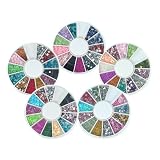 Bundle Monster 5 Nail Art Nailart Manicure Wheels w/ 3D Designs Glitters Rhinestones Beads - total over 7000pc