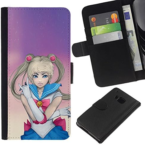 GIFT CHOICE / SmartPhone Cell Phone Leather Wallet Case Protective Cover for HTC One M9 // Anime Girl Barbie Blonde White Cartoon Character //