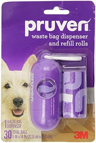 Pruven PWBD-PW30 Waste Bag Dispenser and Refill Rolls for Pets, 9 by 14-Inch