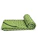 Mansov Yoga Towel, Pilates Camping Outdoor Towel, For Bikram, Hot Yoga, Fitness, Exercise. Anti-Slip, Ultra Absorbent, Machine Washable Microfiber, Plum Point Design, Carrying Mesh Bag, Green