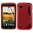 Silikonh�lle Tasche H�lle Case Cover Handyschale f�r das HTC Desire X inkl Displayfolie S-Line Rot
