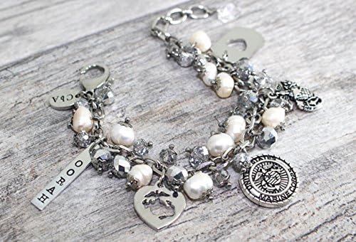 United States Marine Corps Stainless Steel Charm Bracelet