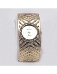 Cuff Gold With Diamonds Circular Analog Womens Watch