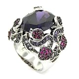Captivating Large Vintage Cocktail Ring w/Amethyst CZ