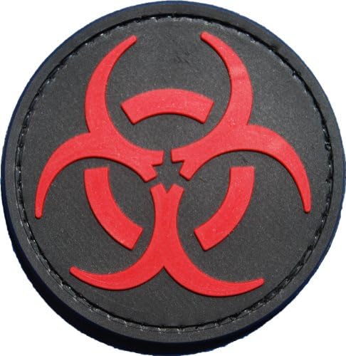 Red and Black Biohazard Morale Patch with velcro