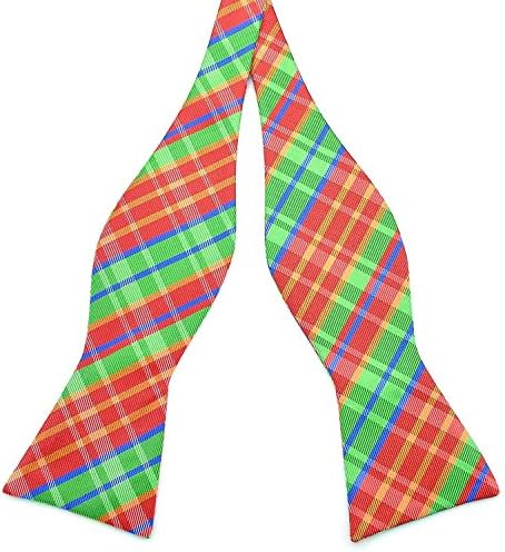 Men's Bow Ties Casual Lattice Paisley Jacquard Woven Silk Neckties Accessory - Red &amp; Green &amp; Multi-color Plaids