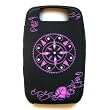 RIM Blackberry Curve 8900 T-Mobile Black Laser Skin Case Rubber Silicone Protector with Diamonds "Pink Roses" Design