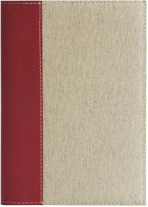 Canvas Refillable Journal Diary, Red Leather Spine, 6x8"