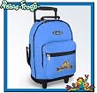 Peace Frog Rolling Blue Backpack Super Cool - Wheeled Travel or School Carry-On Trolley Travel Bags with Wheels - Best Quality-
