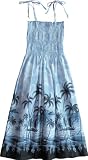 Smocked Sundress - Women's Pineapple's View Spaghetti Strap Hawaiian Aloha Tube Top Knee Length Cotton Sun Dress
