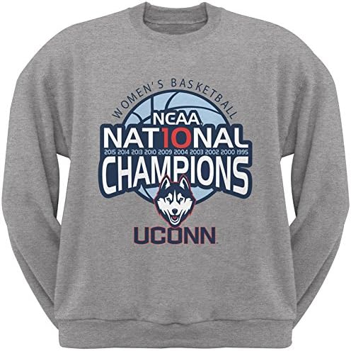 Uconn Huskies 2015 NCAA Script 10 Champions - Light Heather Adult Sweatshirt - Large