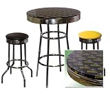 Pittsburgh Steelers 3 Piece Chrome Glass Bar Table Set 2 Swivel Black and Yellow Vinyl Bar Stools