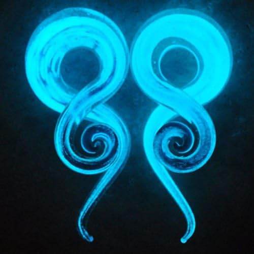 Glow in the Dark Glass Pyrex Ear Gauges Tails Hangers Tapers Plugs Stretchers9/16" (14mm): 21.7 grams (aprox. 9 U.S. pennies) Set53