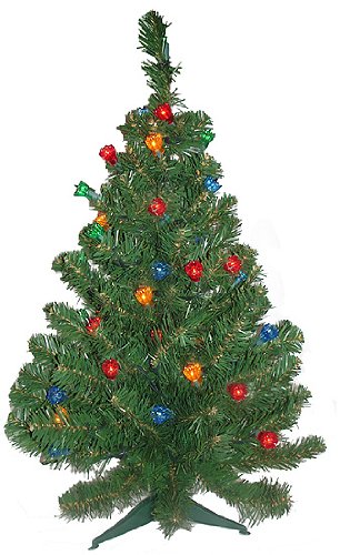 2' Pre-Lit Double Petal Reflector Multi Light Artificial Christmas Tree #175951