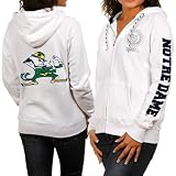 NCAA Notre Dame Fighting Irish Ladies White Glitz & Glamour Full Zip Hoodie Sweatshirt